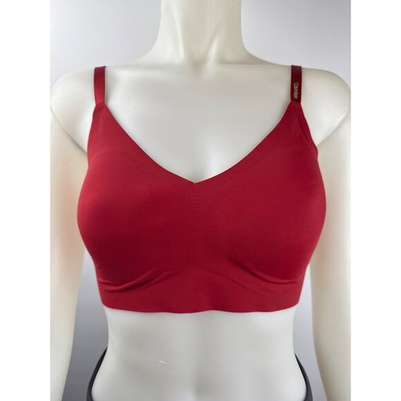 Calvin Klein Bralette Invisibles Womens Medium Red Triangle Lined QF5753 - Picture 1 of 6